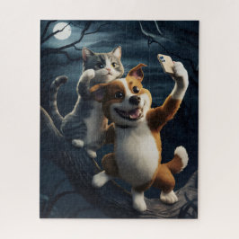 Quebra-cabeça Cachorro com gato.