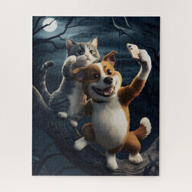 Quebra-cabeça Cachorro com gato. (Vertical)