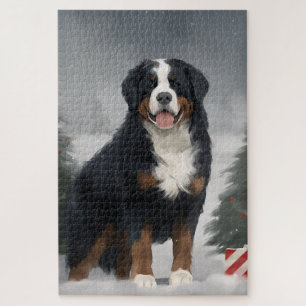 Quebra-cabeça Cachorro da Montanha Bernese no Natal da Neve