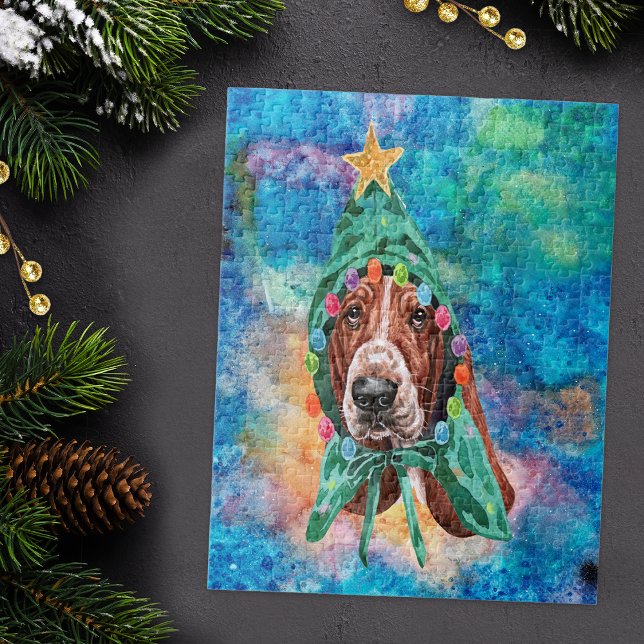 Quebra-cabeça Cachorro da Raça Basset Hound Natal (Criador carregado)