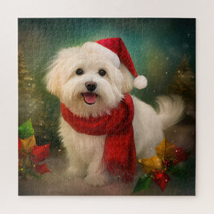 Quebra-cabeça Cachorro de Coton de Tulear no Natal da Neve