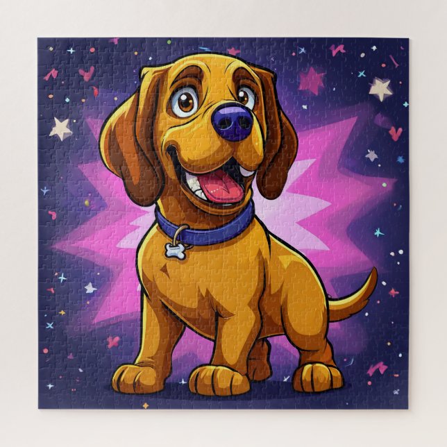 Quebra-cabeça Cachorro de Desenho Animado Divertido com Cores Vi (Vertical)