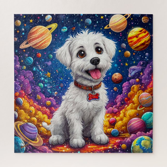 Quebra-cabeça Cachorro de desenho animado Presente do espaço par (Vertical)
