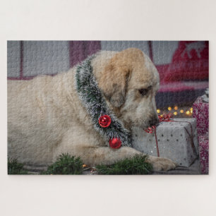 Quebra-cabeça Cachorro de Laboratório Fofo de Natal