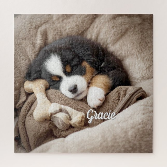 Quebra-cabeça Cachorro de Montanha Bernês Personalizado Impressi (Vertical)