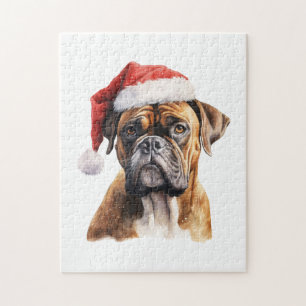 Quebra-cabeça Cachorro De Natal Bonito Com Papai Noel