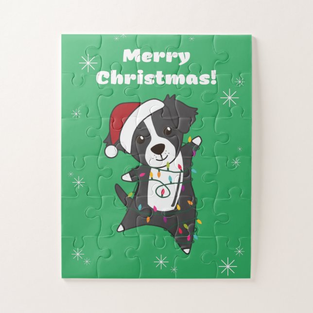 Quebra-cabeça Cachorro de Natal da Fronteira Cachorros de invern (Vertical)