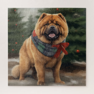 Quebra-cabeça Cachorro de Vaca no Natal da Neve