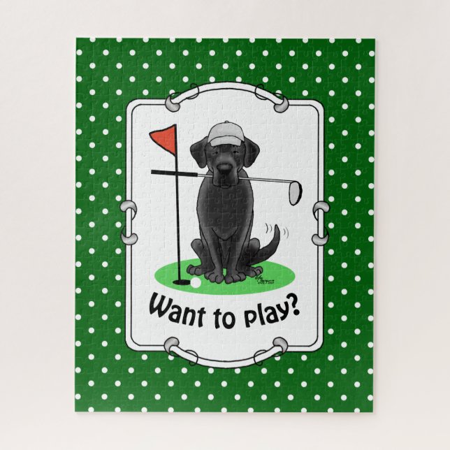 Quebra-cabeça Cachorro do Golf Black Labrador Retriever - Bonito (Vertical)