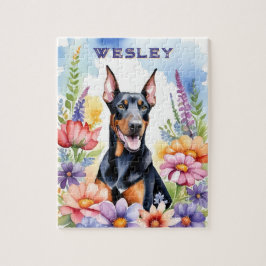 Quebra-cabeça Cachorro Doberman Aquarela Vibrante Pet