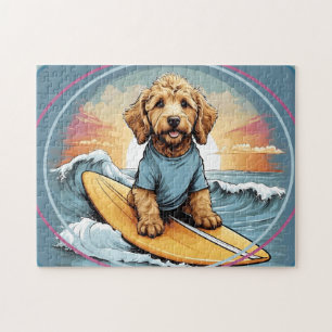 Quebra-cabeça Cachorro Doodle Surfando