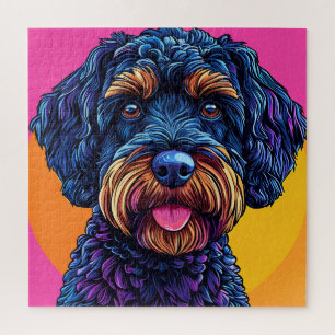 Quebra-cabeça Cachorro Feliz Contra Fundo Colorido