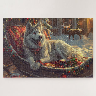 Quebra-cabeça Cachorro Finlandês Laphund Festa de Natal