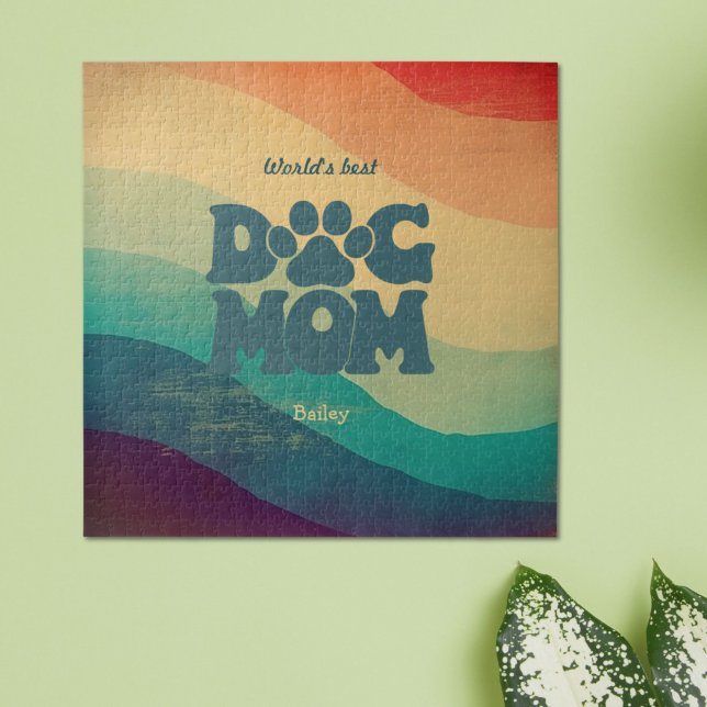 Quebra-cabeça Cachorro Mãe Retro Groovy Personalizado (Criador carregado)