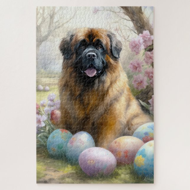 Quebra-cabeça Cachorro Mastim Tibetano com Feriado de Ovos de Pá (Vertical)