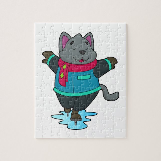 Quebra-cabeça Cachorro no gelo com skates de gelo e escarpa (Vertical)