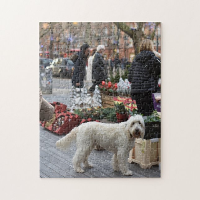 Quebra-cabeça Cachorro no Natal na Praça Sloane, Londres, Inglat (Vertical)