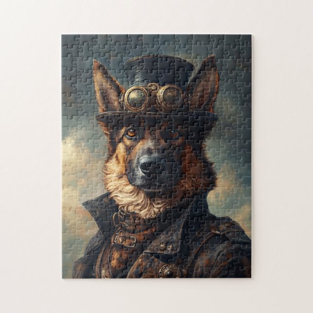 Quebra-cabeça Cachorro Pastor Alemão Steampunk de Cartola (Vertical)