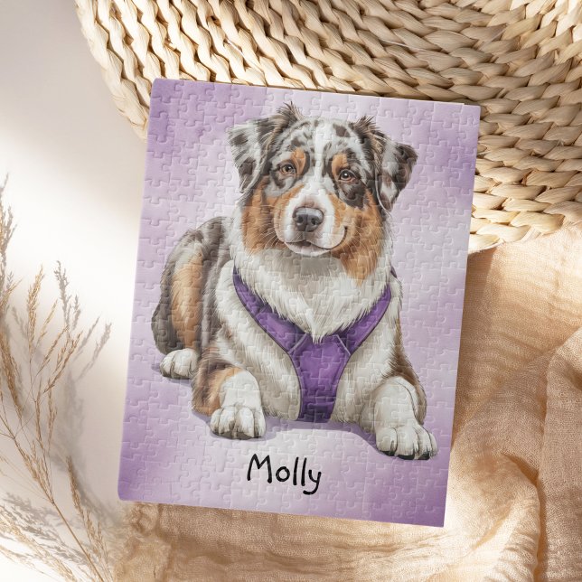 Quebra-cabeça Cachorro Personalizado Adorável Australian Shepher (Criador carregado)