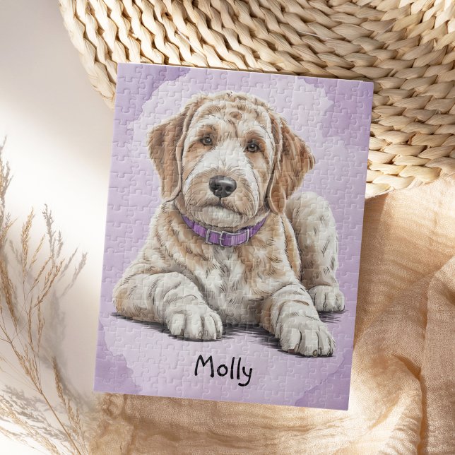 Quebra-cabeça Cachorro Personalizado Adorável Goldendoodle (Criador carregado)