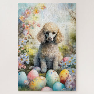 Quebra-cabeça Cachorro Poodle com Feriado de Ovos de Páscoa