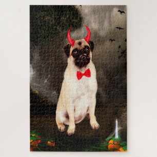 Quebra-cabeça Cachorro Pug com Fantasia de Halloween