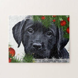 Quebra-cabeça Cachorro Puppinho de Natal Black Labrador