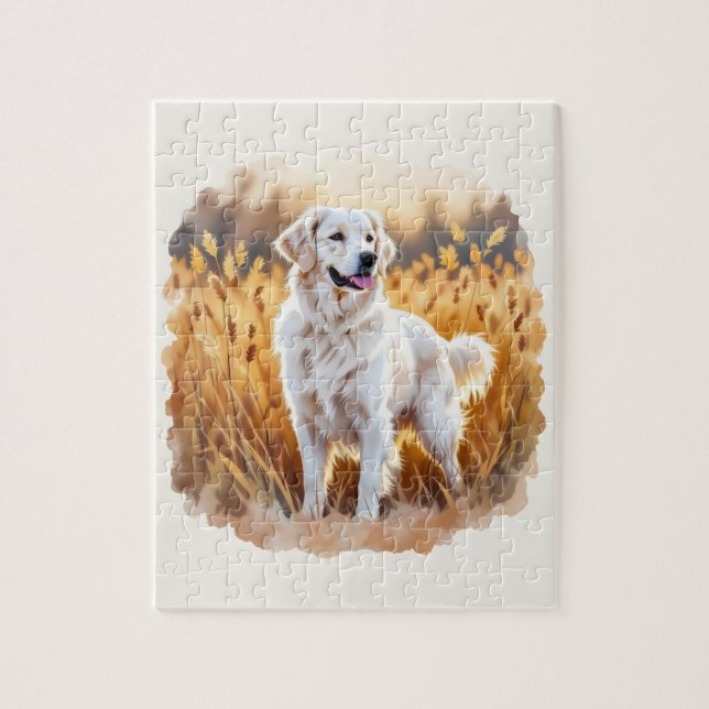 Quebra-cabeça Cachorro Retriever Golden Branco (Vertical)