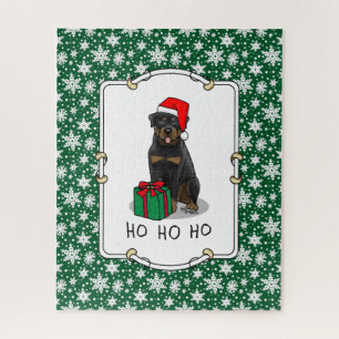 Quebra-cabeça Cachorro Rottweiler do Natal Papai Noel