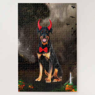 Quebra-cabeça Cachorro Rottweiler em Fantasia de Halloween