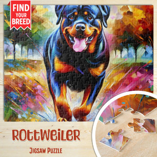 Quebra-cabeça Cachorro Rottweiler Retrato Acrílico Impressão