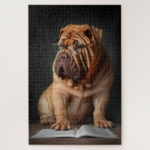 Quebra-cabeça Cachorro Shar Pei Inteligente com Design de Livro
