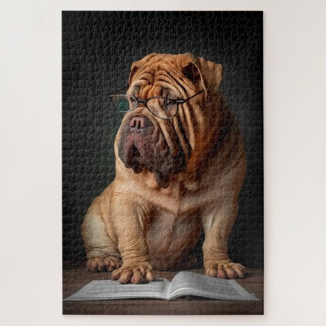 Quebra-cabeça Cachorro Shar Pei Inteligente com Design de Livro (Vertical)