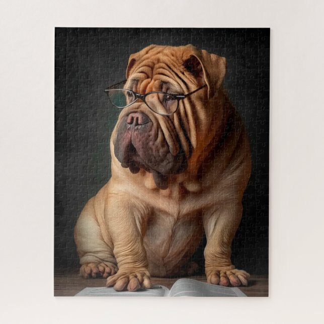 Quebra-cabeça Cachorro Shar Pei Inteligente com Design de Livro (Vertical)