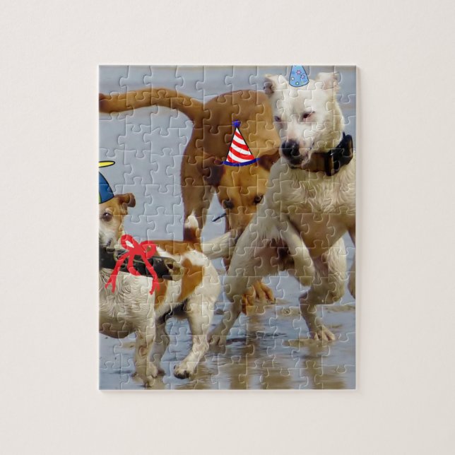 Quebra-cabeça cachorros de aniversário felizes (Vertical)