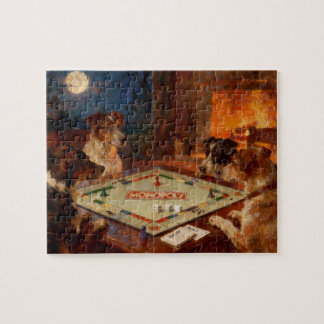 Quebra-cabeça Cachorros Fofos e Engraçados Jogando um Jogo de Ta