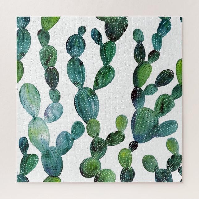 Quebra-cabeça Cactus Craze: Tendência da Aquarela Tropical (Vertical)