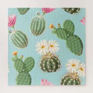 Quebra-cabeça Cactus, flores cor-de-rosa: decor leve