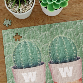 Quebra-cabeça Cactus Plant Pot Monogram Jigsaw Puzzle