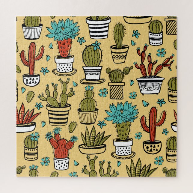 Quebra-cabeça Cactus Succulent: desenho desenhado à mão (Vertical)