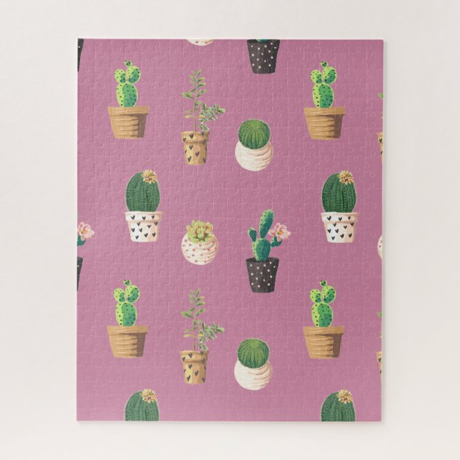 Quebra-cabeça Cactus Suculente de Dessrt Verde em Potes (Vertical)