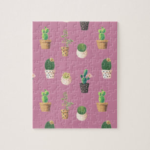 Quebra-cabeça Cactus Suculente de Dessrt Verde em Potes