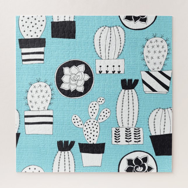 Quebra-cabeça Cactus, suculento: design sem costura desenhada à  (Vertical)