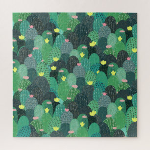 Quebra-cabeça Cactus verde-verão e pontos Dourados Design