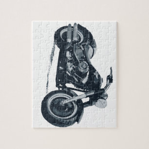 Quebra-cabeça Cada menino ama uma motocicleta americana azul