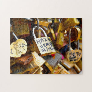 Quebra-cabeça Cadeados do Amor da Ponte das Artes Paris.
