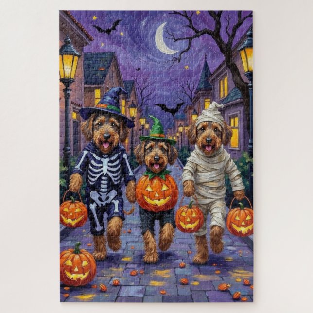 Quebra-cabeça Cães Airedale Terrier fazendo Trick-or-Treating no (Vertical)