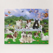 Cães animais de estimação paisagem com animais de