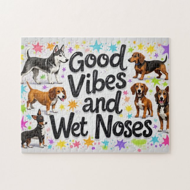 Quebra-cabeça Cães, Bons Vibes e Narizes Molhados (Horizontal)
