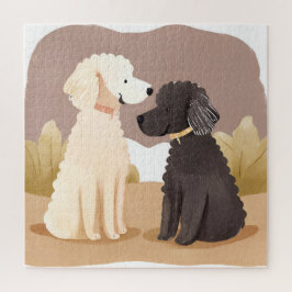 Quebra-cabeça Cães Fofos | Cartão de Pintura em Aquarela de Anim